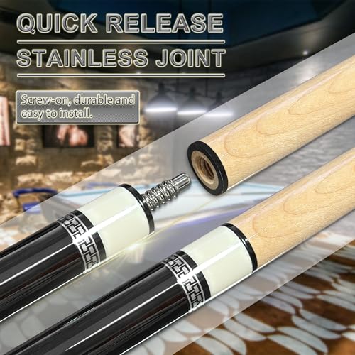 HomeSeason Pool Cue Stick 58inch 18oz-21oz 12.5mm Tip Professional Billiard Canadian Maple Wood 2-Piece Combination Cues Sticks - color: 21oz