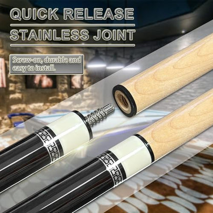 HomeSeason Pool Cue Stick 58inch 18oz-21oz 12.5mm Tip Professional Billiard Canadian Maple Wood 2-Piece Combination Cues Sticks - color: 21oz