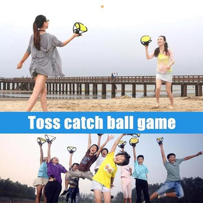 Toss and Catch Game Set - 2pc, Racket Pocket with Launcher, Catch Ball Game | Throwing Catching Baseball Training Toy, Backyard Lawn Garden Pastimes | Racket Pocket Games Family Outside Pool