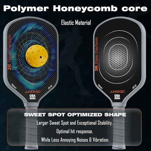 Carbon Fiber Pickleball Paddles USAPA Approved Raw Carbon Frosted - color: Grey