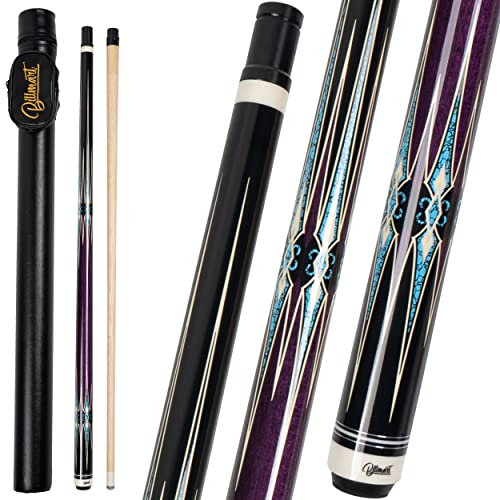 Pool Cue Stick, Billiard Cue Sticks with Hard Case, 2-Pieces 58" Pool Table Sticks, 13 mm Tip Pool Queue, 19-21 oz Pool Que - color: Purple, size: 19 oz