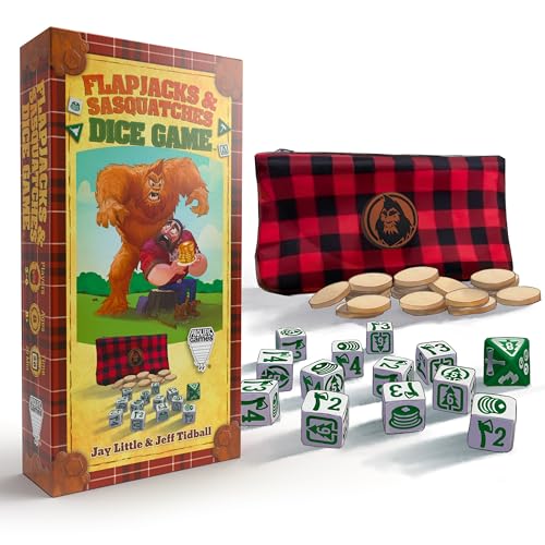 Prolific Games Flapjacks & Sasquatches Lumberjack Dice Game – Quick-Playing in a Zippered Travel Pouch – Great for Camping & Car Trips – Adults, Teens, and Kids – 2 to 6 Players – Ages 8+