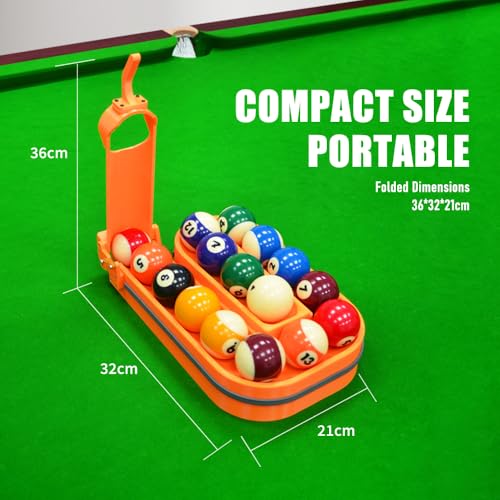 Precision Pool Ball Rack: 3D Printed Billiards Training Tool for Consistent Practice, Creates Perfect Triangle in Seconds, Portable & Includes Maintenance Kit (Screwdriver/Rubber Bands) - color: Orange