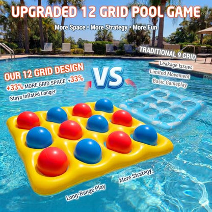 Pool Toys, Pool Tic Tac Toe Game Set with 12 Inflatable Balls, Pool Games for Kids/Adults/Teens, Outdoor Water Games, Suitable Pool Beach Party Birthday Favors & Family, Yellow - color: Yellow