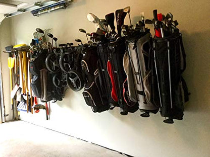 StoreYourBoard BLAT 4 Golf Bag Wall Mount | Home & Garage Storage Hooks | Golf Bag Holder | Heavy-Duty Wall Mount Organizer for Golf Bags & Accessories - style: 4 Bags