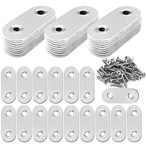40 Pcs Stainless Straight Bracket (1.57*0.63 inch) Flat Straight Braces, Metal Fixed Connecting Plate, Can be Used to Repair Furniture, Bookcase, Table,Chair Legs, Beds Etc. with 80 Pcs 304 SS Screws - size: 40mm / 40 Pcs