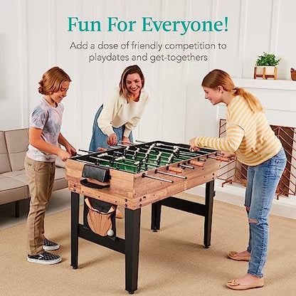 Best Choice Products Combo Game Table Set for Home, Game Room, Friends & Family w/Ping Pong, Foosball, Basketball, Air Hockey, Archery, Chess, Checkers, Shuffleboard, Bowling - color: Natural