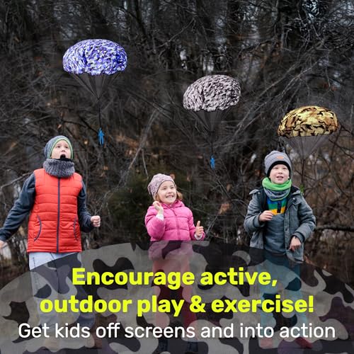 NUTTY TOYS Army Parachute Toys for Kids - Tangle Free Outdoor Flying Parachute Men, Best Small Outside Toys for 4 5 6 7 8 9 10 11 12 Year Old, Top Christmas Stocking Stuffers Idea 2026 Unique Boy Gift - style: Arctic