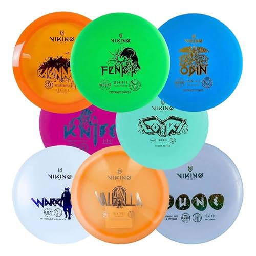 Viking Discs Conqueror Disc Golf Set - 8 Disc Golf Discs for Any Distance, PDGA Approved - Putter, Mid-Range, Fairway Driver, Distance Driver - Disc Set for Beginners and Professionals