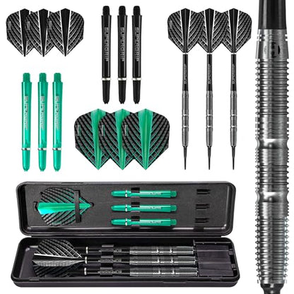 Harrows NX Elite 90% Tungsten Soft Tip Darts Set 18g I Huge 17pcs Bundle with Spare Shafts, Prime Flights & Travel Case 18G