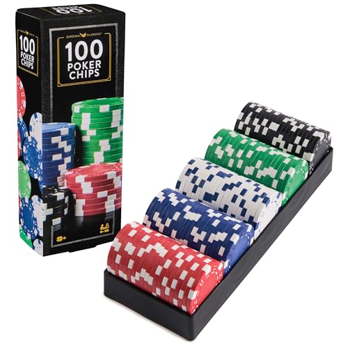 Spin Master Games, Cardinal Classics, 100-Piece Poker Chips Set, Classic Family Board Game, Poker Set for Beginners & Experts, Kids & Family, 2-10 Players, for Ages 8 & Up - style: Heavy Weight 100 pcs Porker Chips