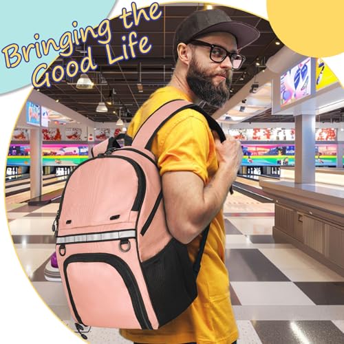 Goloni Bowling Backpack,Single Ball Bowling Bag with Shoe Compartment Up to Size 16,Bowling Bag with Padded Ball Holder - color: Meat Meal