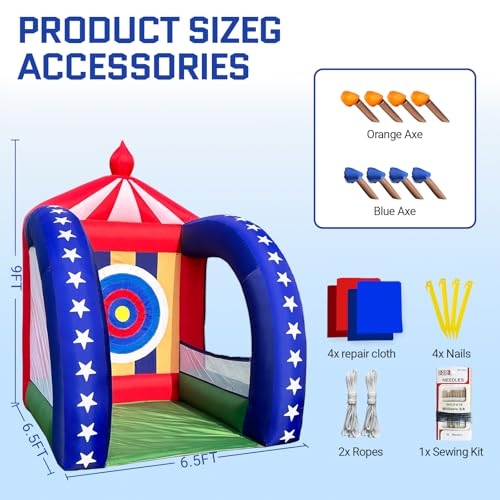 OZIS 6.5x6.5x9Ft Inflatable Axe Throwing Game with Built-in Blower Portable Fun Axe Toss Target Dart Board, Interactive Inflatable Carnival Games for Commercial Events, Parties, Family Activities - style: Axe Throwing Target