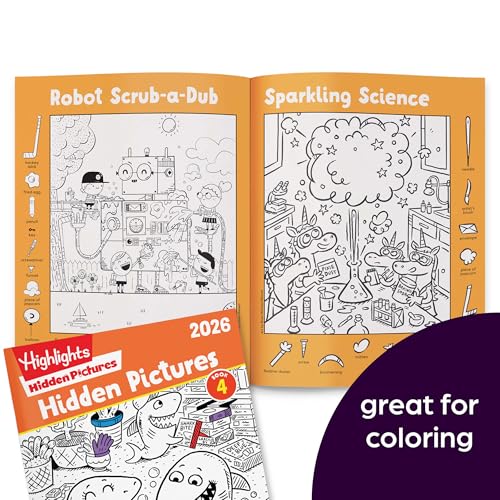 Highlights Hidden Pictures 2026 Activity Books for Kids Ages 6 and Up, 4 Puzzle Books Packed with Hidden Object Fun, Coloring Pages, and Seek and Find Fun