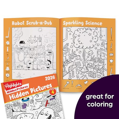 Highlights Hidden Pictures 2026 Activity Books for Kids Ages 6 and Up, 4 Puzzle Books Packed with Hidden Object Fun, Coloring Pages, and Seek and Find Fun