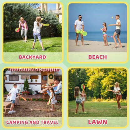 Toss and Catch Game Ball Set - 2024 Upgrade Handheld Sticky & Suction Rackets Ball and Catch Game with 2 Sticky & Suction Ball, Enjoy Summer Yard Lawn Sand Beach Toys for Kids Age 3-5 4-8