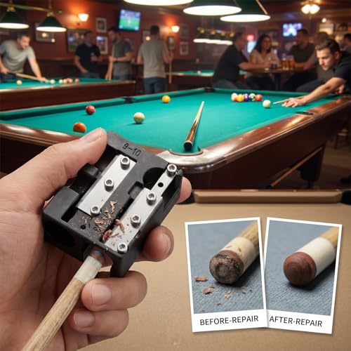 7-in-1 Pool Cue Tip Shaper, Professional Billiard Cue Tips Tool Portable Cues Repair Accessories Pool Stick Maintenance for Tip Replacement and Shaping Cues Tips