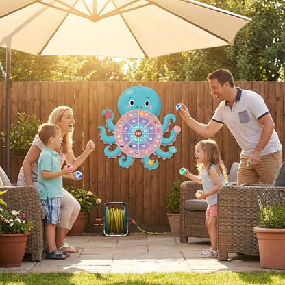 23" Ocean Theme Dartboard Target Game,Hawaii Dart Board Set,Hello Summer Dart Shooting Hawaiian Octopus Party Dart Tropical Party Supplies with 12 Stick Balls,Hook