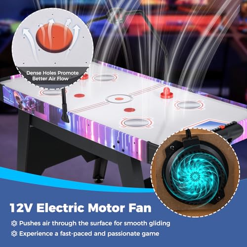 Goplus 56 Inch Air Hockey Table, Air Hockey Arcade Game Table with Digital LED Scoreboard, Powerful 12V Motor, 2 Pucks, 2 Pushers for Home, Office, Game Room