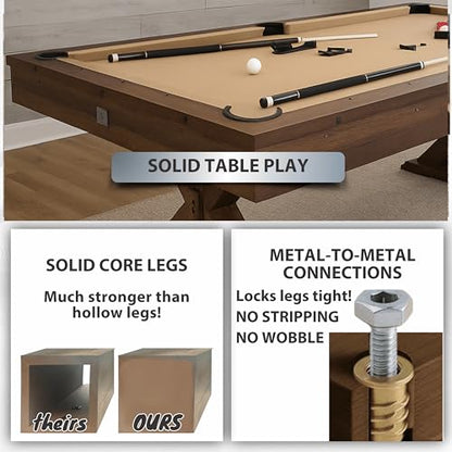 Freetime Fun 7 FT 3 in 1 Multi Game Pool Table with Dining Top Pool Table Ping Pong Table Combo, Includes Accessories and Tennis Paddles.