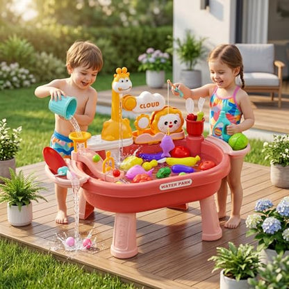 Toy Sink with Running Water, Toddler Water Table Play Sink with Detachable Legs, 180° Rotating Faucet & Multi-Play Modes.. - color: Style 1