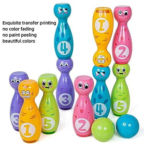 Bowling Set for Kids 2-5, Bowling pins for Kids, Indoor Activity Games, Birthday Gifts for Boys Girls 5-7 (Includes 10 Plastic Pins & 2 Balls)