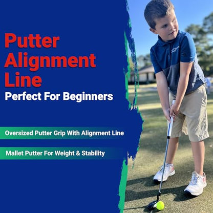 Fingerprints Junior Golf Club Set - Perfect for Junior Golfers - Left-Handed & Right-Handed Options - Complete Set in Multiple Sizes with Driver, Hybrid, 7i, PW, Putter & Stylish Stand Bag - size: Golf Club Set for 52"-60" tall
