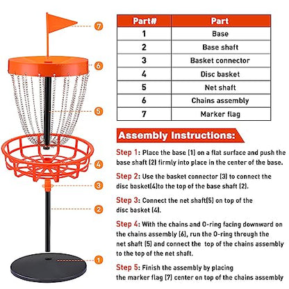 Lenwen 29 Inches Mini Disc Golf Baskets with 10 Flying Discs, Kids Mini Golf Starter Set, for Games Beach Indoor Outdoor Yard