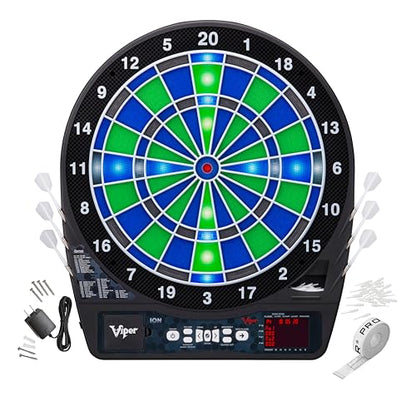 Viper Ion Illuminated Electronic Dartboard, 15.5 in Regulation Target, LED Segments, 48 Games, 8 Players, 6 Darts Included
