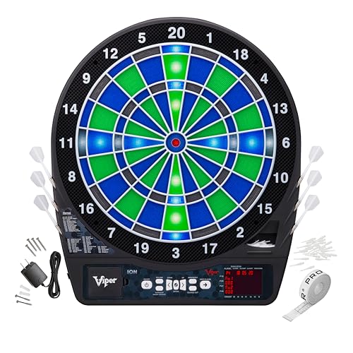 Viper Ion Illuminated Electronic Dartboard, 15.5 in Regulation Target, LED Segments, 48 Games, 8 Players, 6 Darts Included