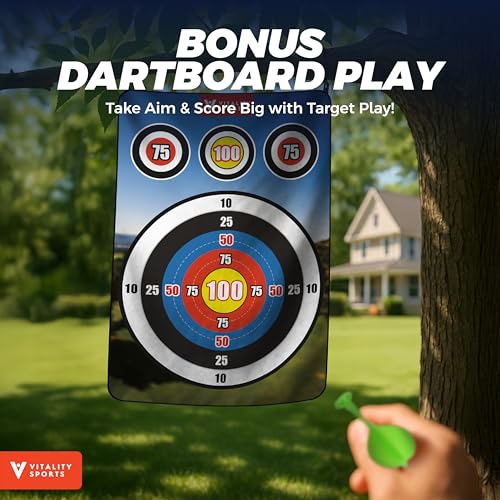 Vitality Sports Golf Chipping Game with Hitting Mat, 72"x48" Double-Sided Sticky Golf Practice Mat with 20 Sticky Balls & 4 Darts, Golf Chipping Game for Adults & Kids Indoor/Outdoor/Backyard