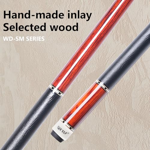 CUEELF Pool Cue Stick Low Deflection Hand-Made Inlay Billiard Cue 58'' Professional Billiard Pool Cue Stick for Adults-12.5mm Tip,3/8 * 8 Joint - color: WD-SM-HONGMU