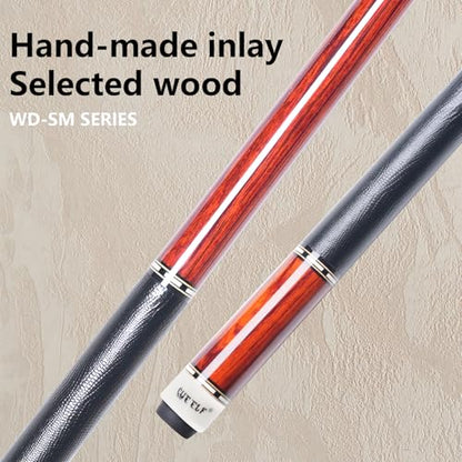 CUEELF Pool Cue Stick Low Deflection Hand-Made Inlay Billiard Cue 58'' Professional Billiard Pool Cue Stick for Adults-12.5mm Tip,3/8 * 8 Joint - color: WD-SM-HONGMU