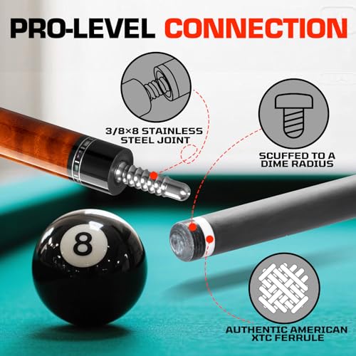 Banly Carbon Fiber Pool Cue Stick 12.5mm Time Crystal Tip, Low Deflection Pool Cue Professional Billiard Cue Sticks with Gift Box - color: 2-Golden Sandalwood(White Grip)
