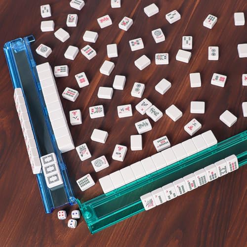 ZGME American Mahjong Set,166 White Tiles with Black Rectangular Bag and Accessories,4 All-in-One Mahjong Racks with Pushers,Complete Western Mahjong Set - color: Black