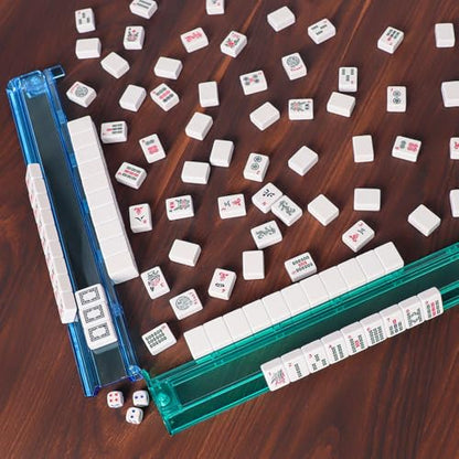 ZGME American Mahjong Set,166 White Tiles with Black Rectangular Bag and Accessories,4 All-in-One Mahjong Racks with Pushers,Complete Western Mahjong Set - color: Black