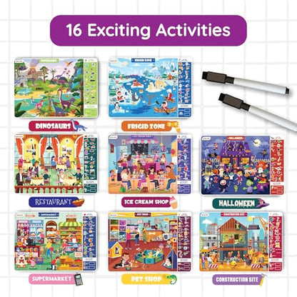 Preschool Learning Activity Game | Reusable Search N Spot Mats for Kids Ages 3-6 | Wipe-Clean Educational Game | Homeschool Classroom Must-Have | Reusable Activities, Gifts for Ages 3, 4, 5, 6