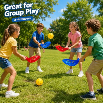 Toddmomy Sports Scoop Balls Set for Kids Outdoor Toss and Catch Game with 2 Pairs of Rackets and Balls Interactive Family Toy for Physical Activity and Motor Skills Development