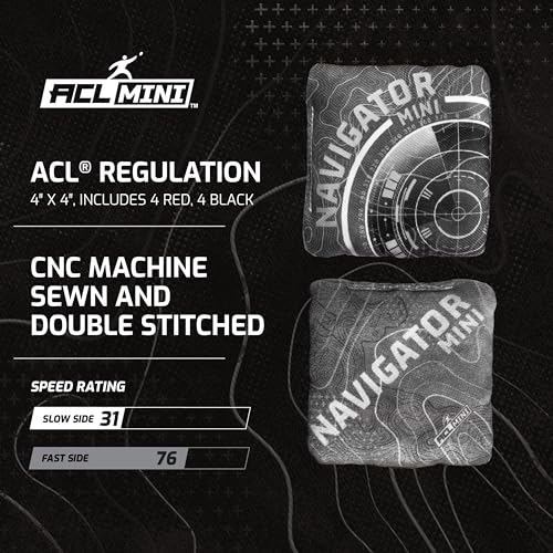 ACL® MINI 1x2 Cornhole Board - Proprietary 4-Step ACL® Top-Coat Finish - 15mm Grade A Baltic Birch Play Surface - Compact 24" x 12" Travel Size - Dual Speed ACL® MINI Bags Included