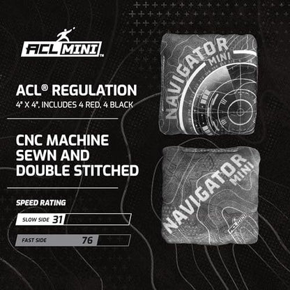 ACL® MINI 1x2 Cornhole Board - Proprietary 4-Step ACL® Top-Coat Finish - 15mm Grade A Baltic Birch Play Surface - Compact 24" x 12" Travel Size - Dual Speed ACL® MINI Bags Included