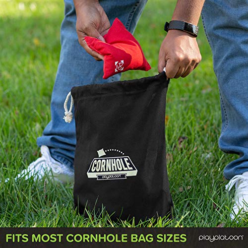 Play Platoon Cornhole Bag Holder - Tote Bag for Carrying Corn Hole Bean Bags - size: 8, Black String