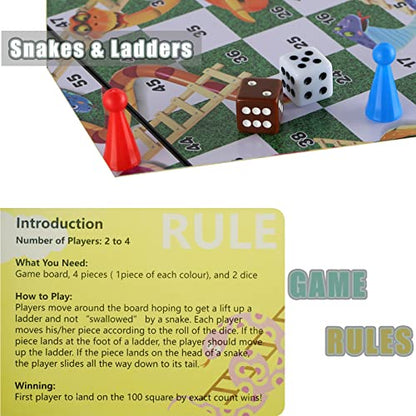Snakes and Ladders Board Game Set-9.8", Magnetic Folding Travel Game, Family Fun Toys/Gift for Kids and Adults - style: Right Angled Style