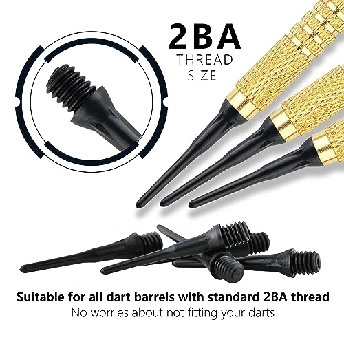 2BA Thread Plastic Tip Dart Points Soft Dart Tips Replacement Dart Accessories Black