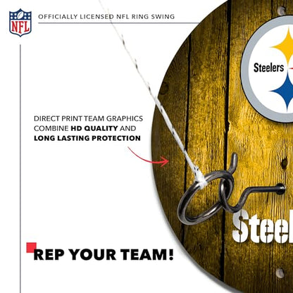 Solid Wood NFL Hook & Ring Toss Set with Direct Print HD Team Graphics – Easy Hang Hook and Ring Toss Target – Great Gift for Any Football Fan! Ring Toss Family Game for a Game Room