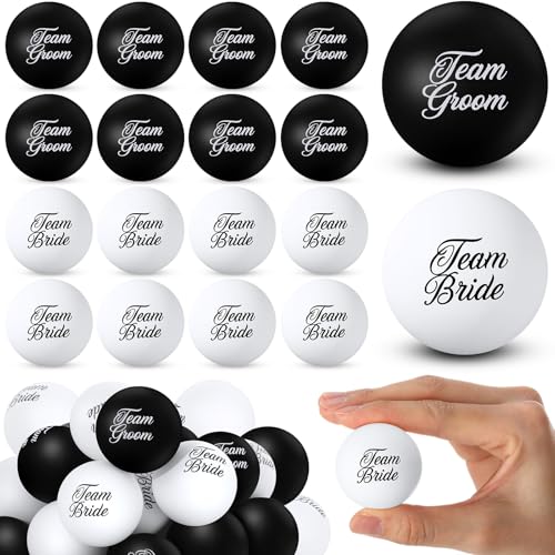 Soulchen 24 Pcs Table Tennis Balls Plastic Novelty Table Tennis Stress Props 40 mm for Party Playing Beach Decor Beer Game Party Favors - style: Wedding