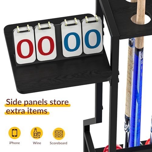 YBING Pool Stick Holder - Pool Stick Stand for 10 Sticks, Pool Stick Rack, Floor Cue Stick Holder, Billiard Cue Rack, Pool Table Accessories, Bamboo Black - color: Black Bamboo