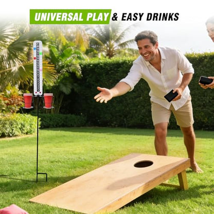 Metal Cornhole Scoreboard with Drink Holders Corn Hole Score Keeper with Magnetic for Outdoor Yard Lawn Game(1 PCS)