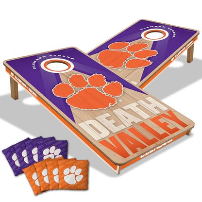 YouTheFan NCAA 2' x 4' Slogan Series Professional Wood Cornhole Game with Logo Bags - color: Clemson Tigers