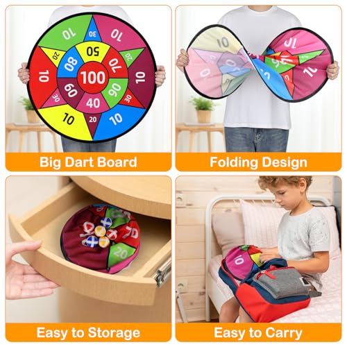 Accmor 28" Large Dart Board for Kids, Kids Dart Board with Sticky Balls, Backyard Indoor Outdoor Games Birthday Gifts for 3 4 5 6 7 8 9 10 11 12 Year Old Boys Girls