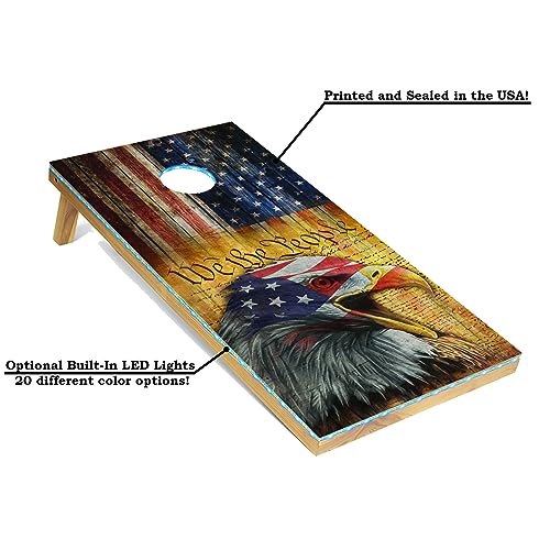 Tailgating Pros Cornhole Boards - 4'x2' Regulation Boards w/Carrying Case, Score Keeper, & Set of 8 Corn Filled Bags w/Tote - size: 4'x2' Boards, style: We the People
